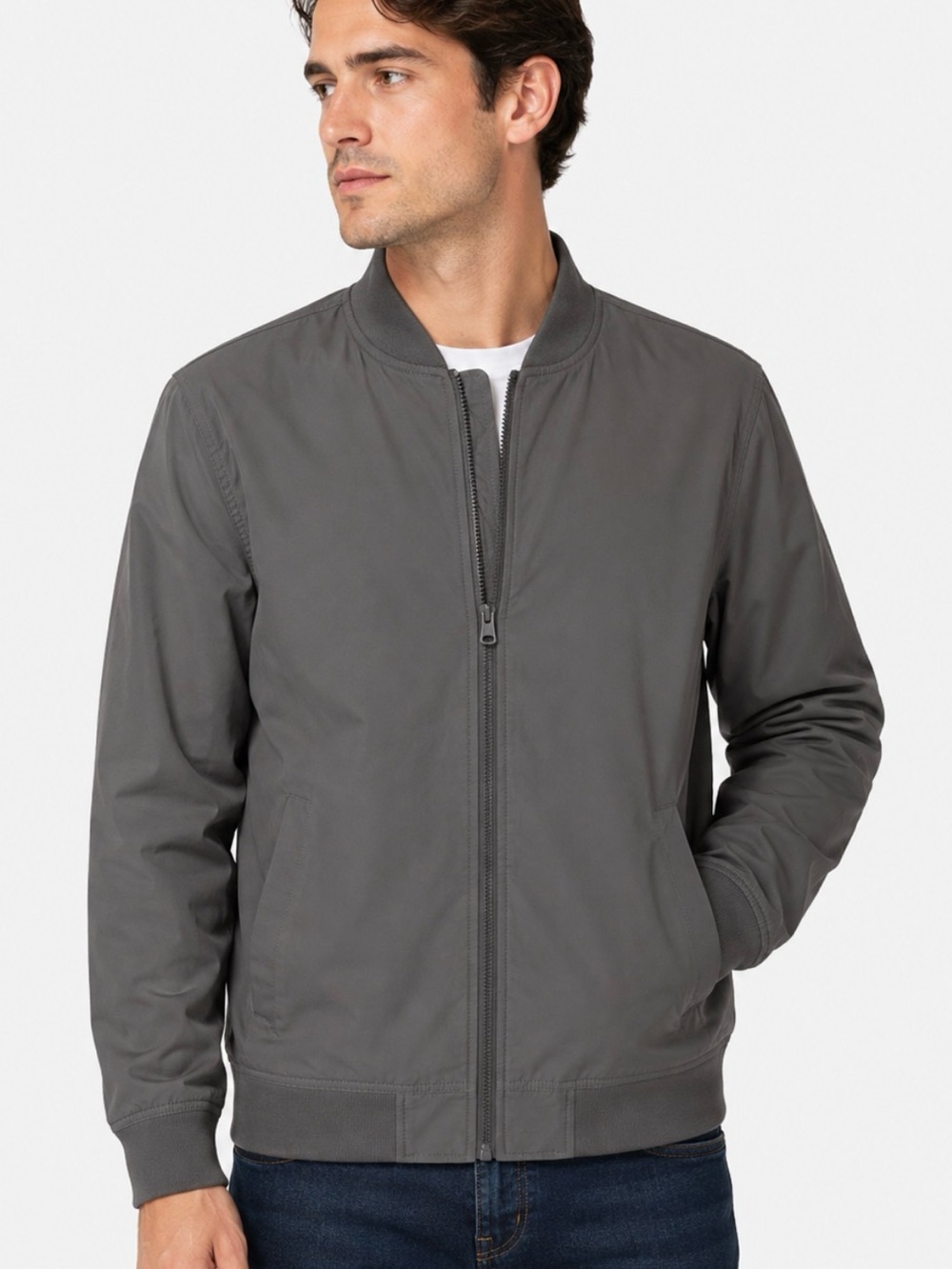 🩶🧥 BANANA REPUBLIC MEN’S FULL ZIP JACKET grey 🧥🩶NWT size Large